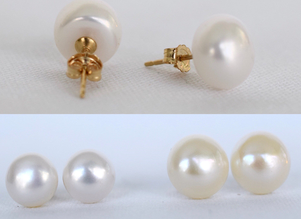Baroque Freshwater Pearl Stud Earrings - MILK VELVET PEARLS