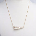 Biwa Stick Freshwater Pearl Necklace in Gold - MILK VELVET PEARLS