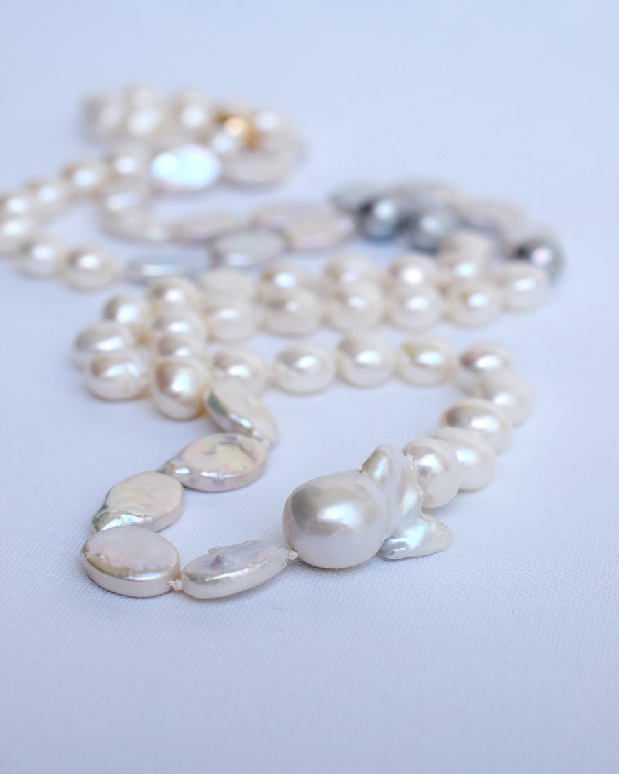 Mixed Baroque Pearl Rope Necklace - MILK VELVET PEARLS