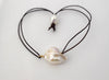 Flameball Bracelet on Leather - MILK VELVET PEARLS