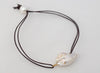 Flameball Bracelet on Leather - MILK VELVET PEARLS
