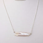 Biwa Stick Freshwater Pearl Necklace in Silver - MILK VELVET PEARLS