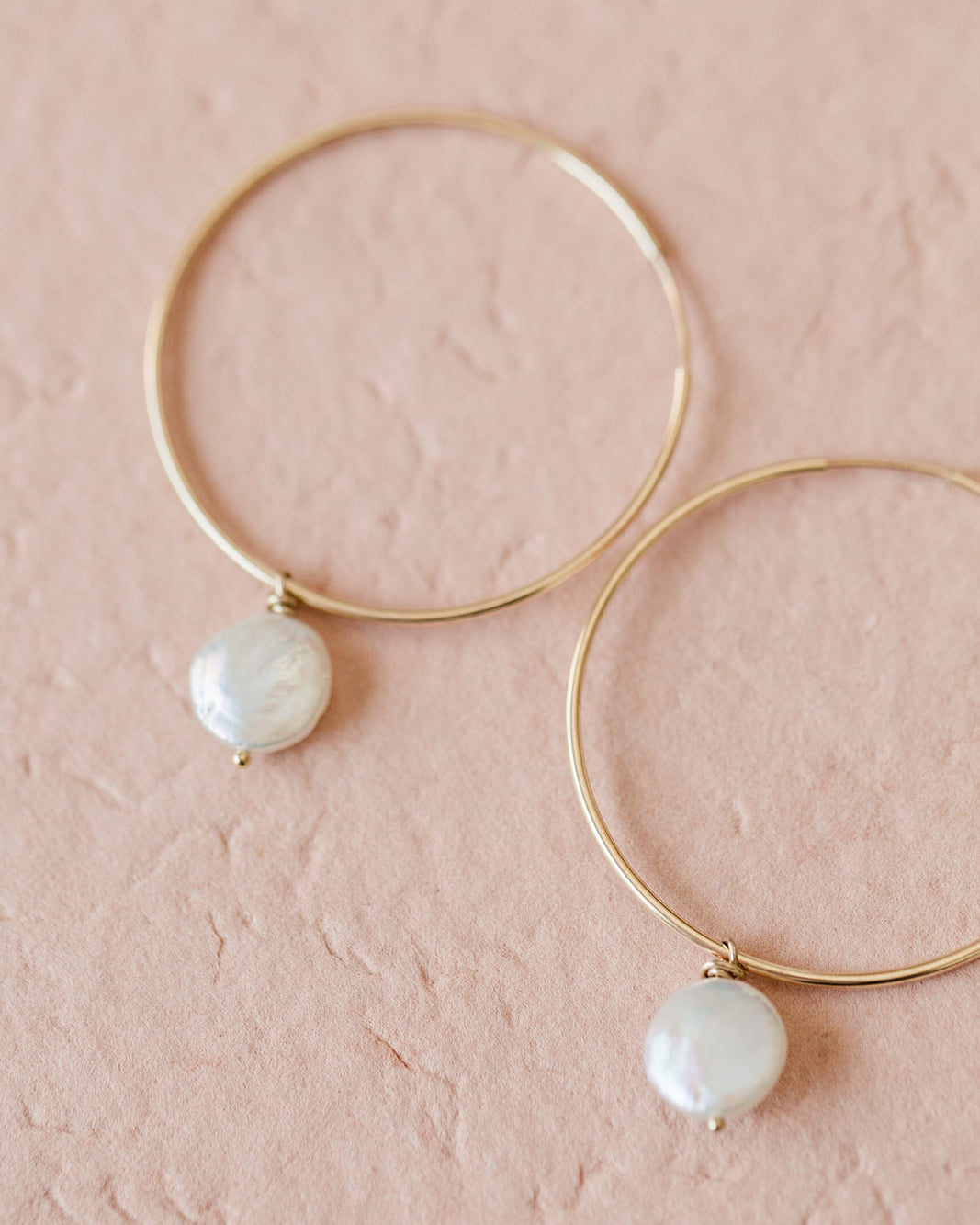 Dainty 14k GF Hoop Earrings with Coin Dangles - MILK VELVET PEARLS