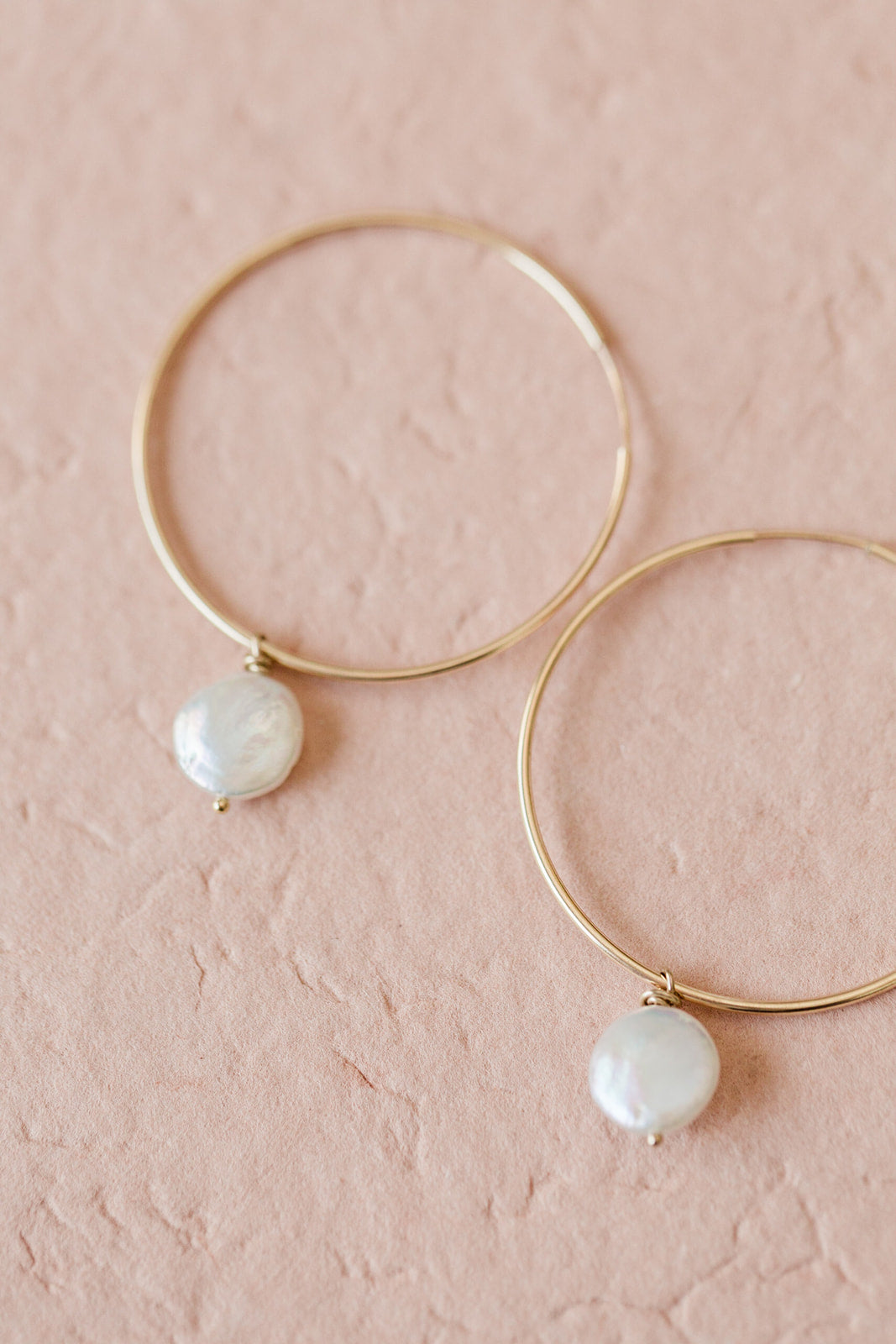 Dainty 14k GF Hoop Earrings with Coin Dangles - MILK VELVET PEARLS