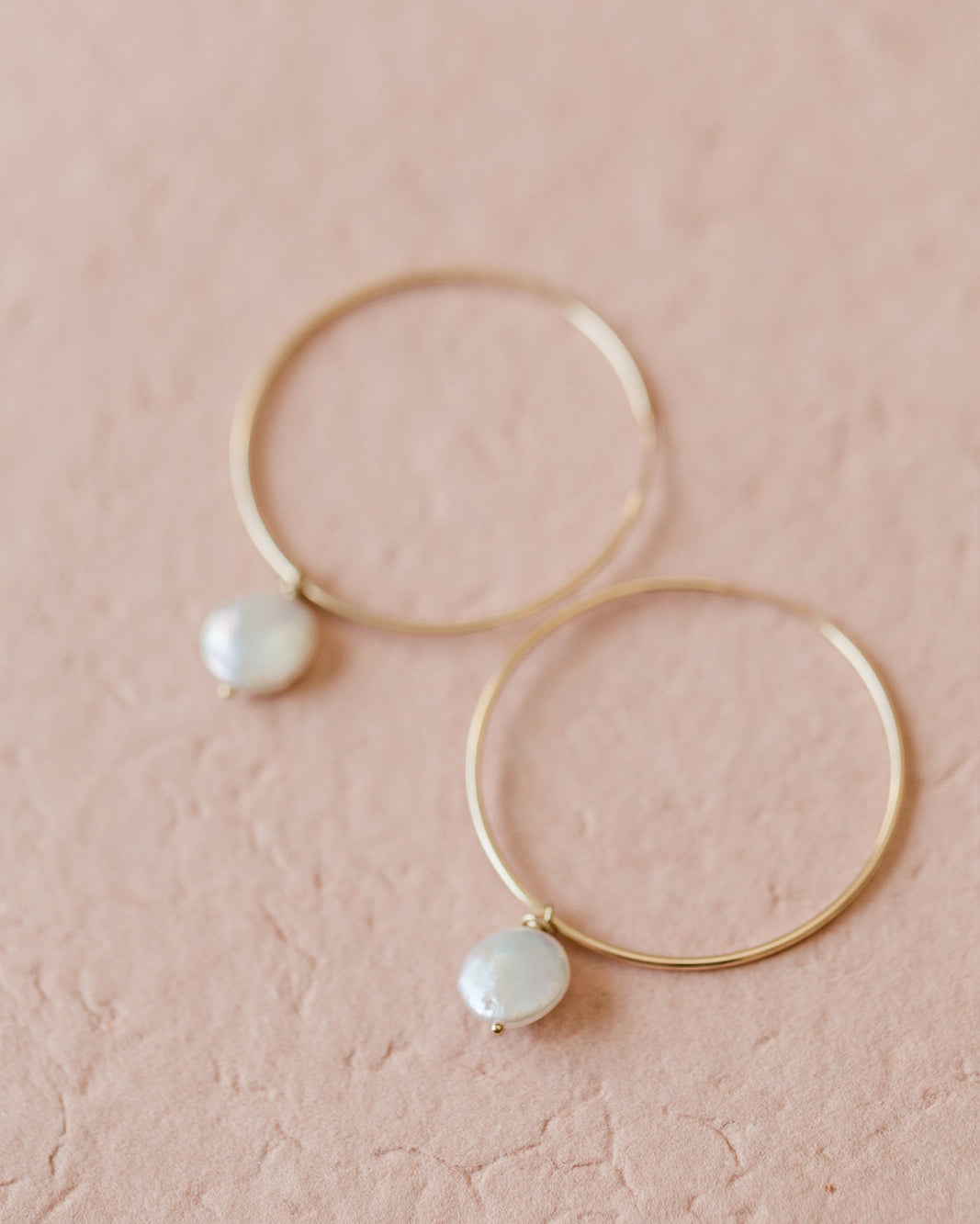 Dainty 14k GF Hoop Earrings with Coin Dangles - MILK VELVET PEARLS