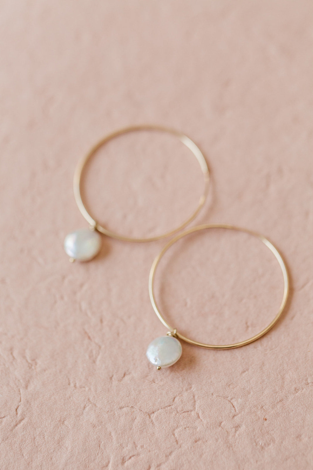Dainty 14k GF Hoop Earrings with Coin Dangles - MILK VELVET PEARLS