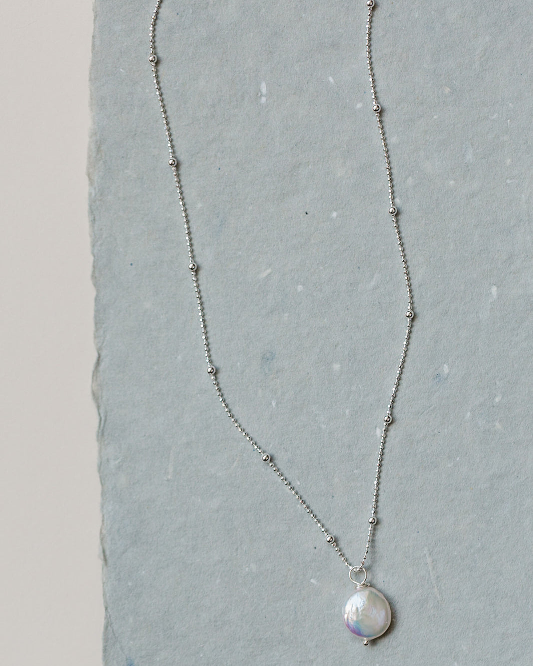 Dainty Coin Pearl Necklace, Sterling Silver - MILK VELVET PEARLS