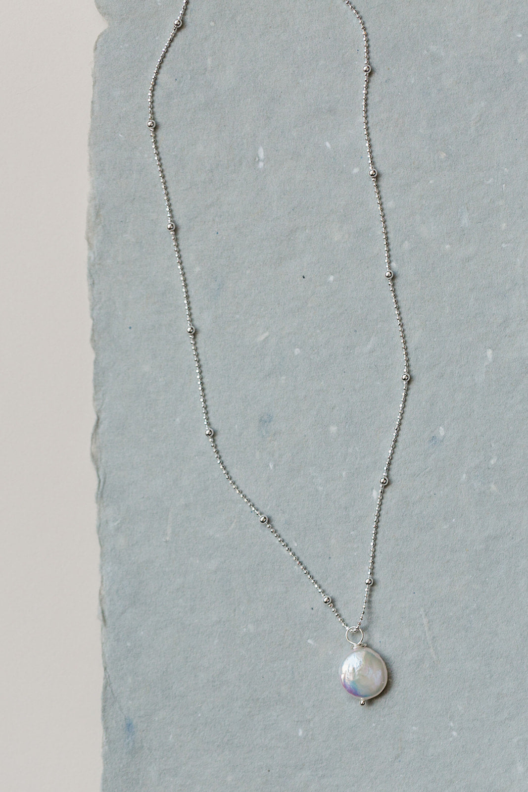 Dainty Coin Pearl Necklace, Sterling Silver - MILK VELVET PEARLS