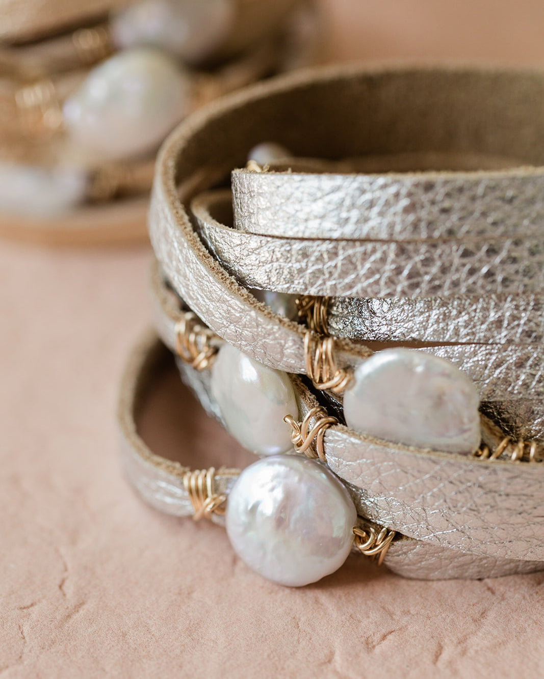 HALLELUJAH Leather Wrap Bracelet, Silver - MILK VELVET PEARLS