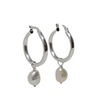 Baroque Pearl Silver Hoop Earrings (detachable pearls) - MILK VELVET PEARLS
