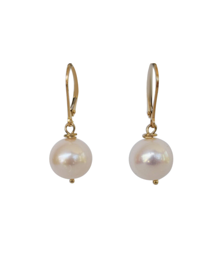 Classic Pearl Dangles on 14k GF Leverbacks - MILK VELVET PEARLS