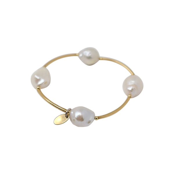 Gold Flameball Cuff - MILK VELVET PEARLS