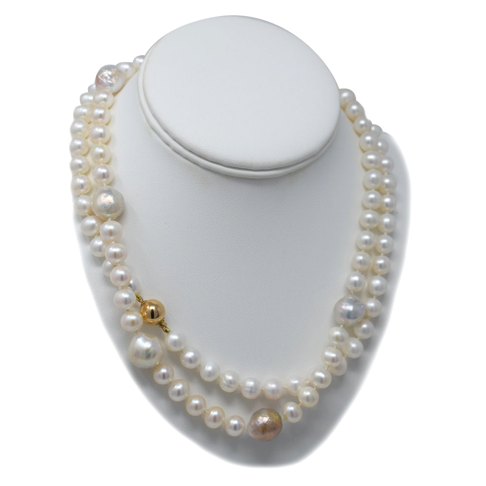 GOLDEN: Pink Edison Necklace - MILK VELVET PEARLS