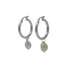 Baroque Pearl Silver Hoop Earrings (detachable pearls) - MILK VELVET PEARLS