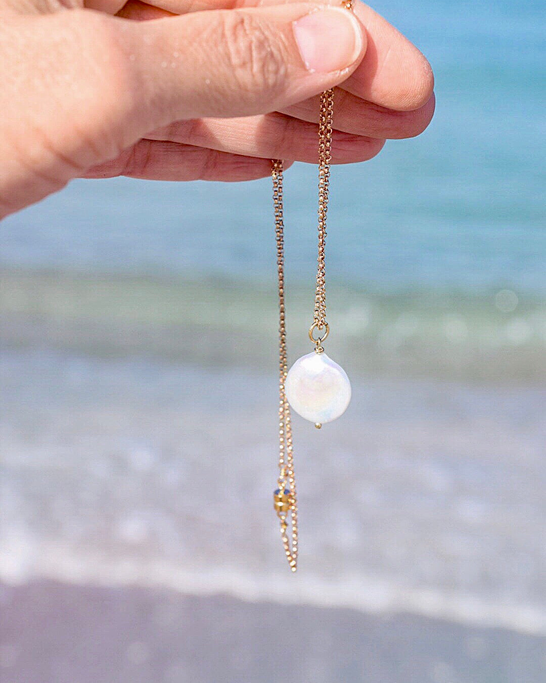 Gold Coin Pearl Necklace - MILK VELVET PEARLS