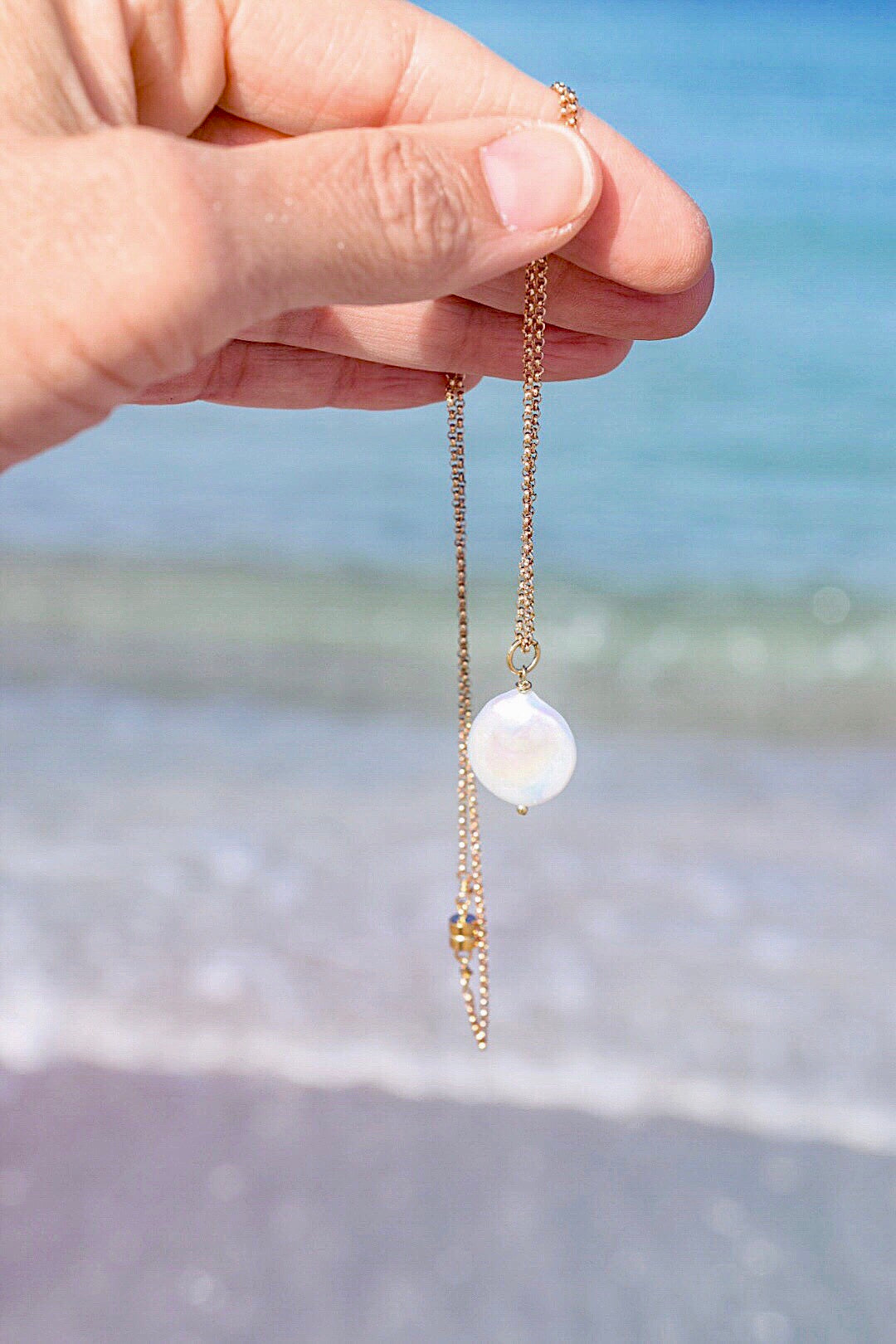 Gold Coin Pearl Necklace - MILK VELVET PEARLS