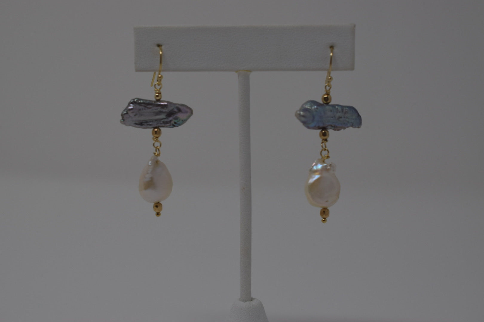 Beloved: Gray Biwa + Flameball Pearl Earrings - MILK VELVET PEARLS