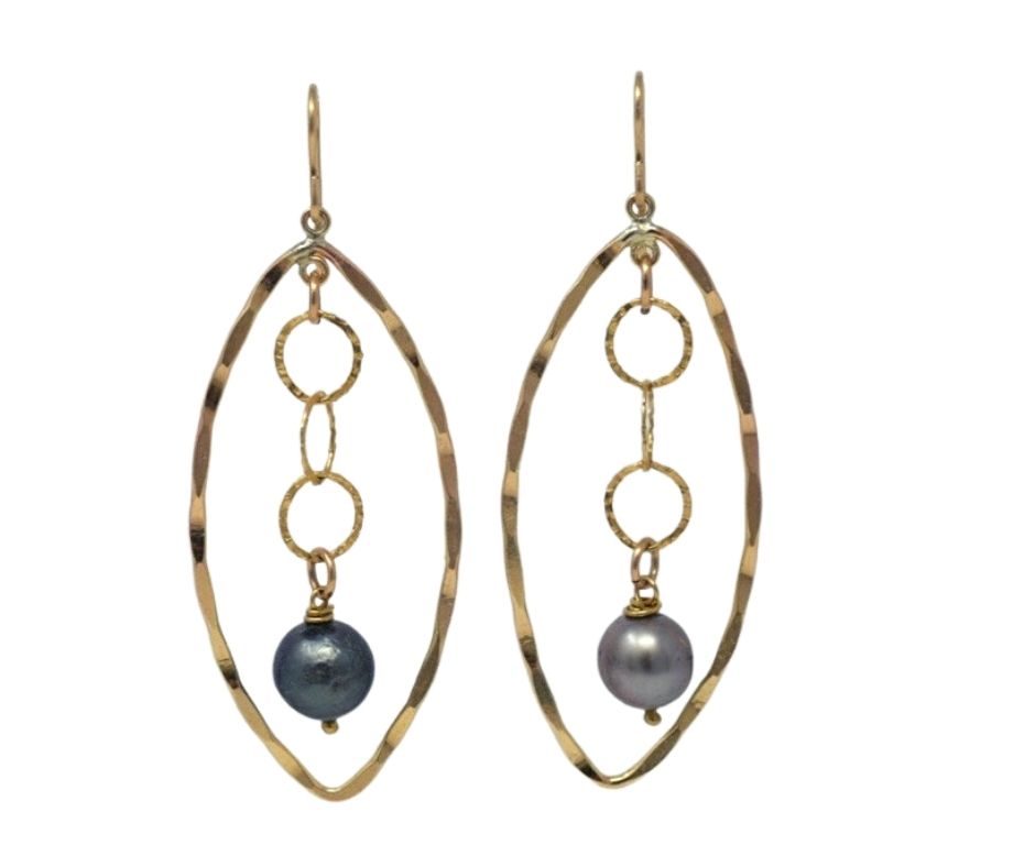 ARISE - Tahitian Pearl Earrings, Gold Filled - MILK VELVET PEARLS