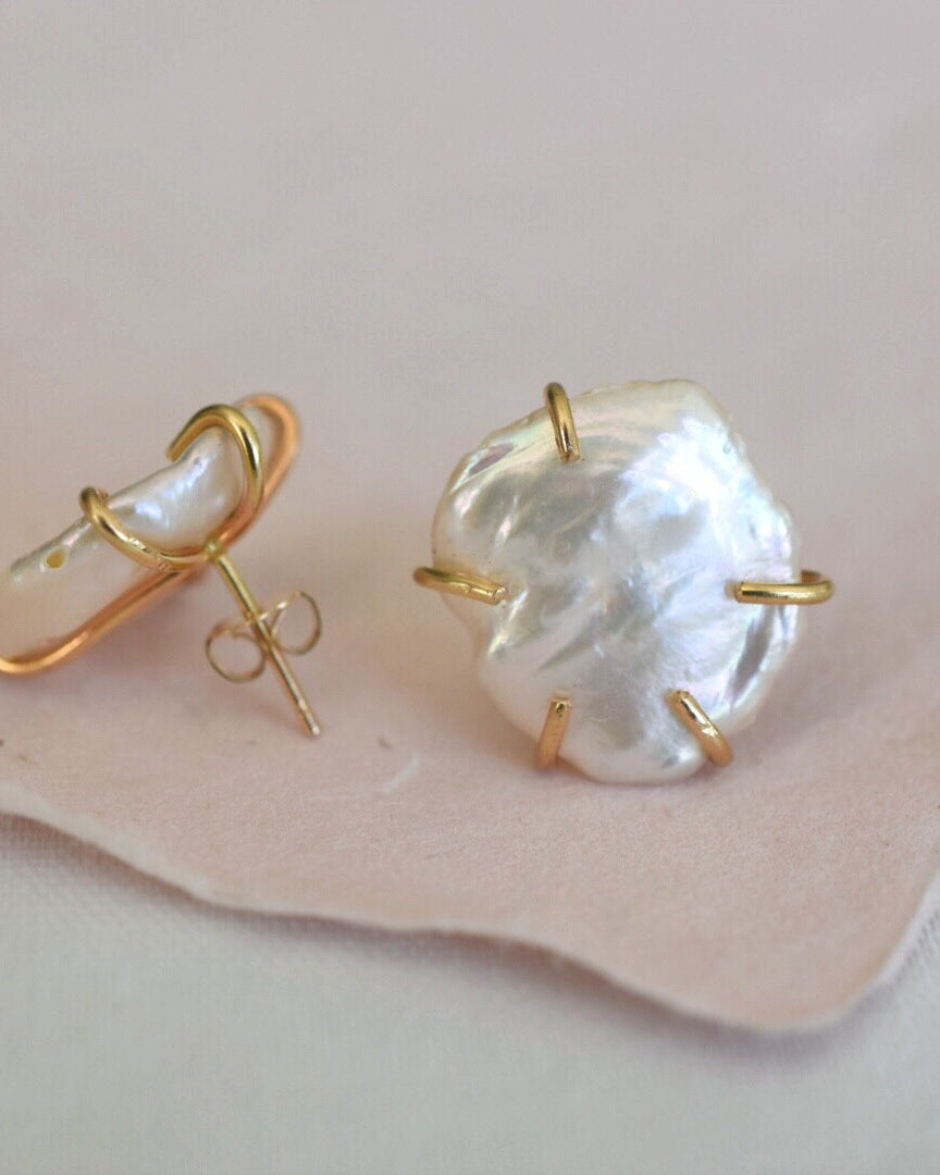 Lilies of the Field Earrings: 14k Gold Filled - MILK VELVET PEARLS