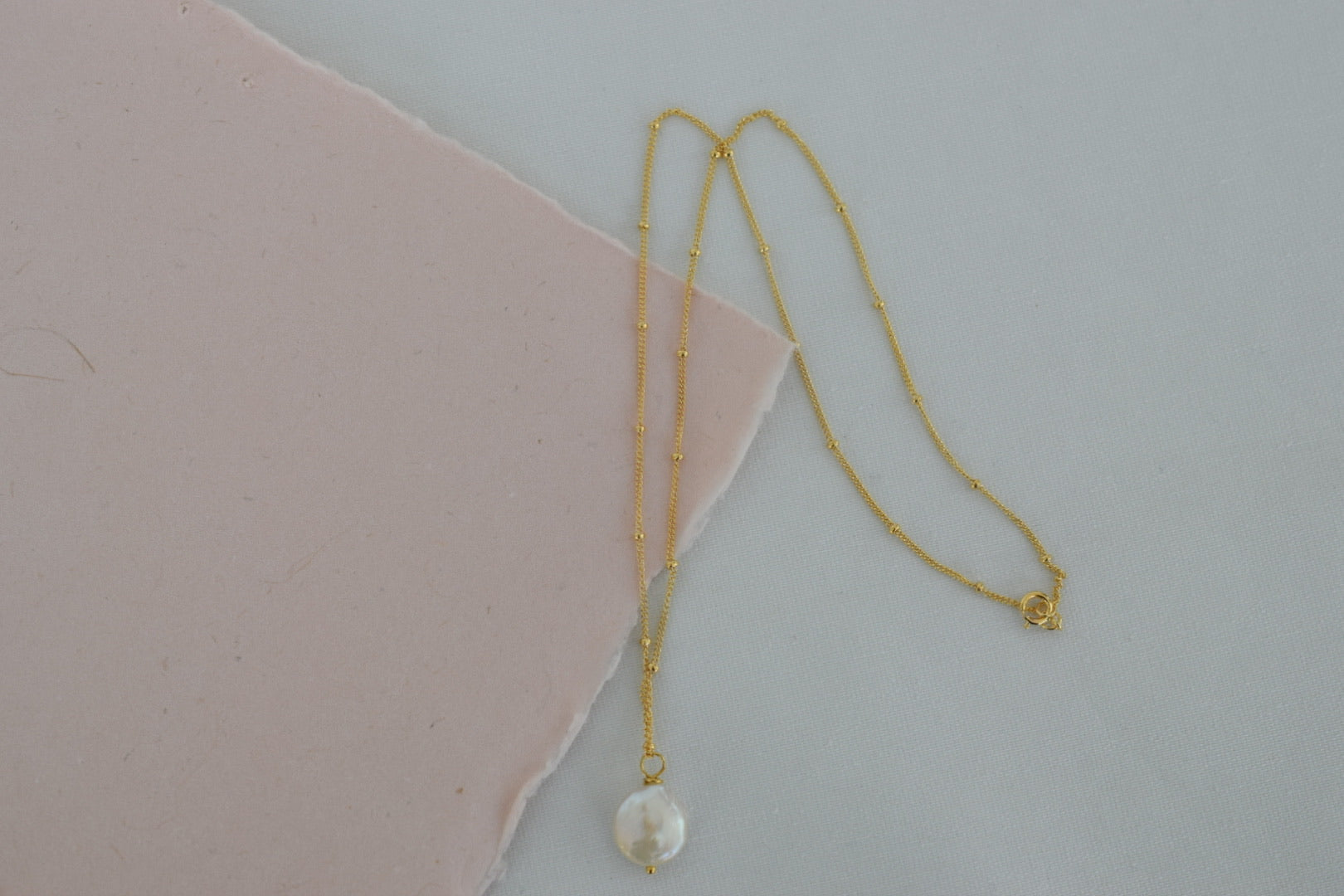 Dainty Coin Pearl Necklace, 14k Gold Filled - MILK VELVET PEARLS