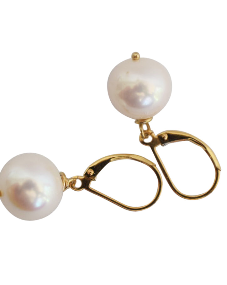 Classic Pearl Dangles on 14k GF Leverbacks - MILK VELVET PEARLS