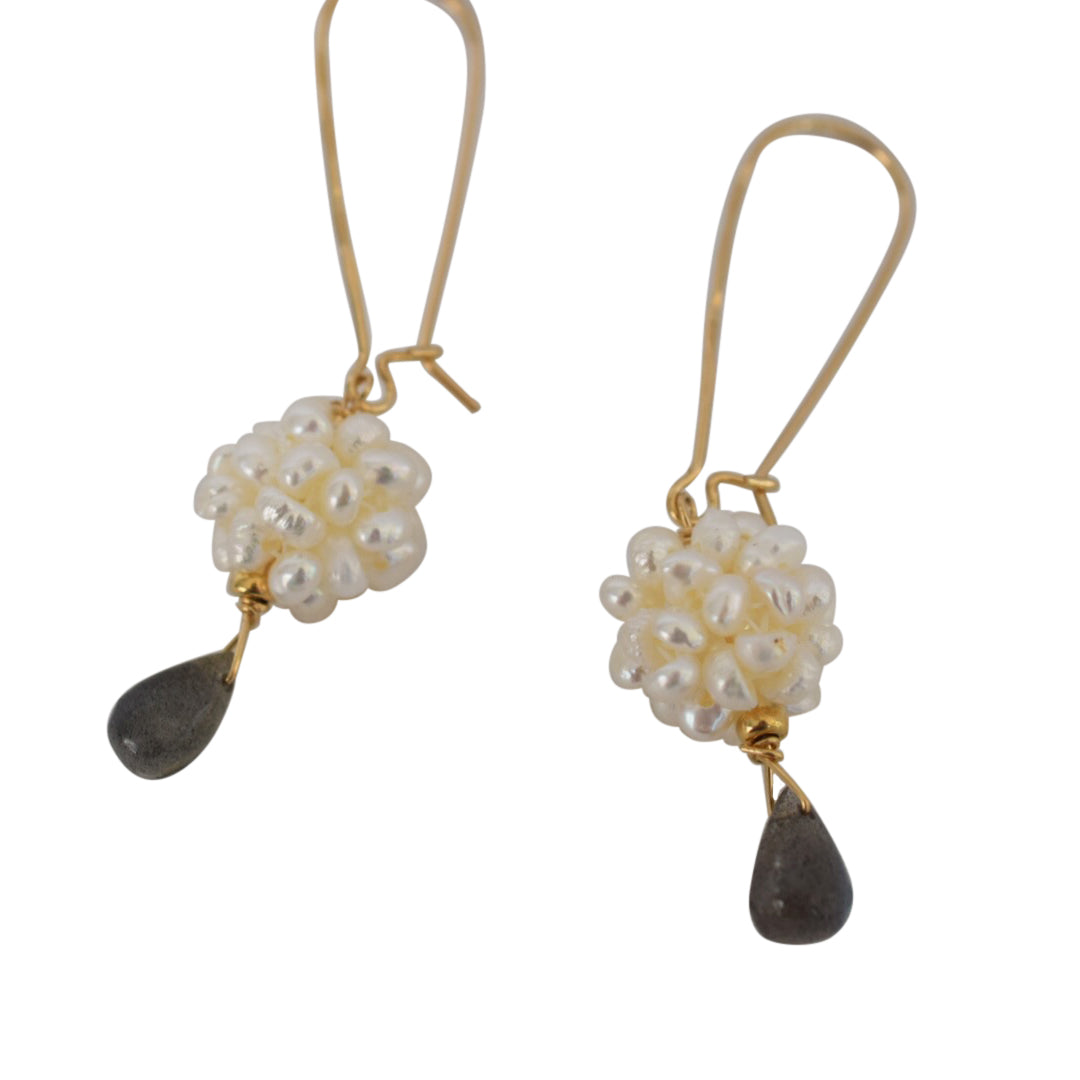 Redeemed, Pearl Cluster Drop Earrings - MILK VELVET PEARLS