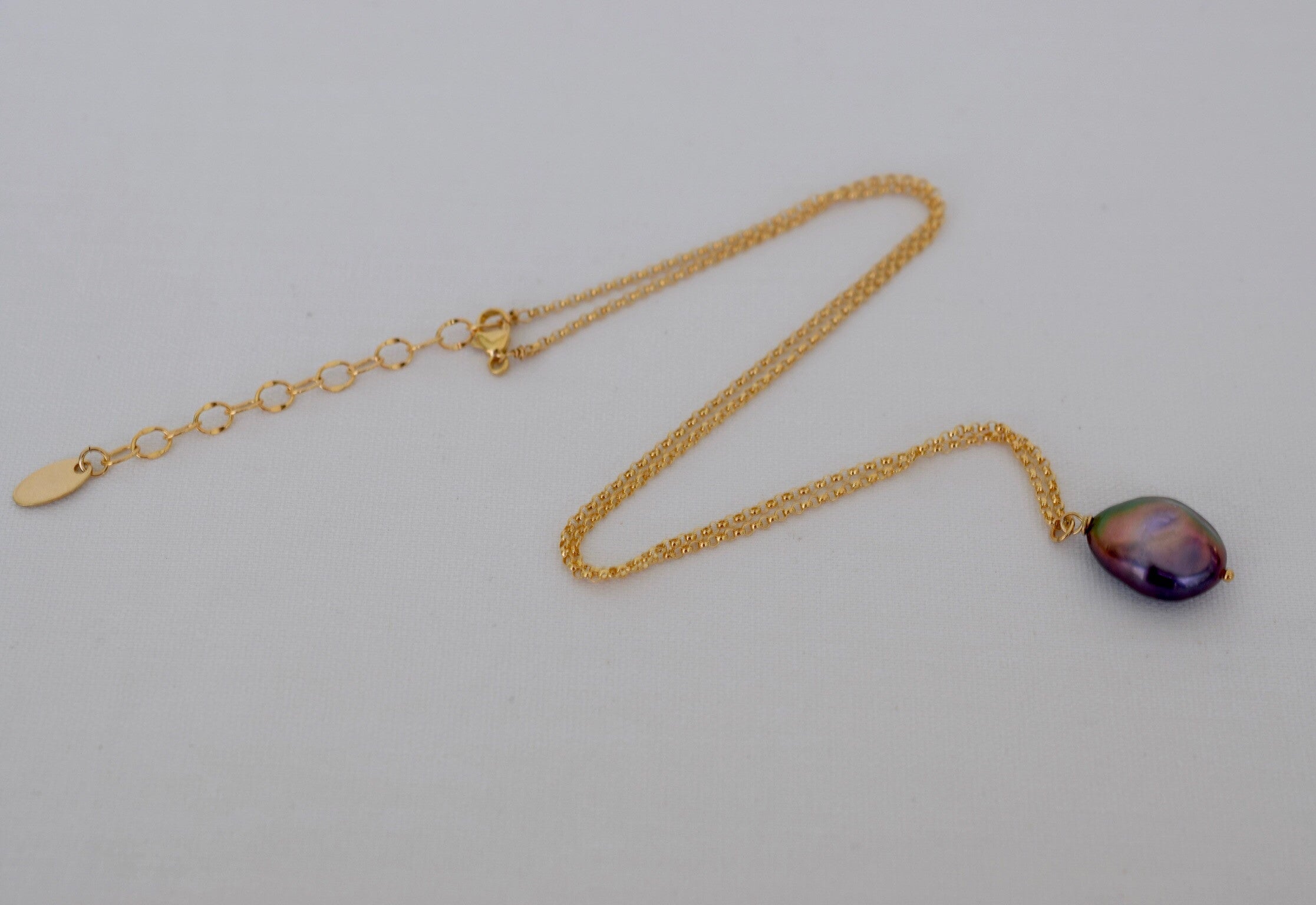 Gold Coin Pearl Necklace, Peacock Black Pearl - MILK VELVET PEARLS