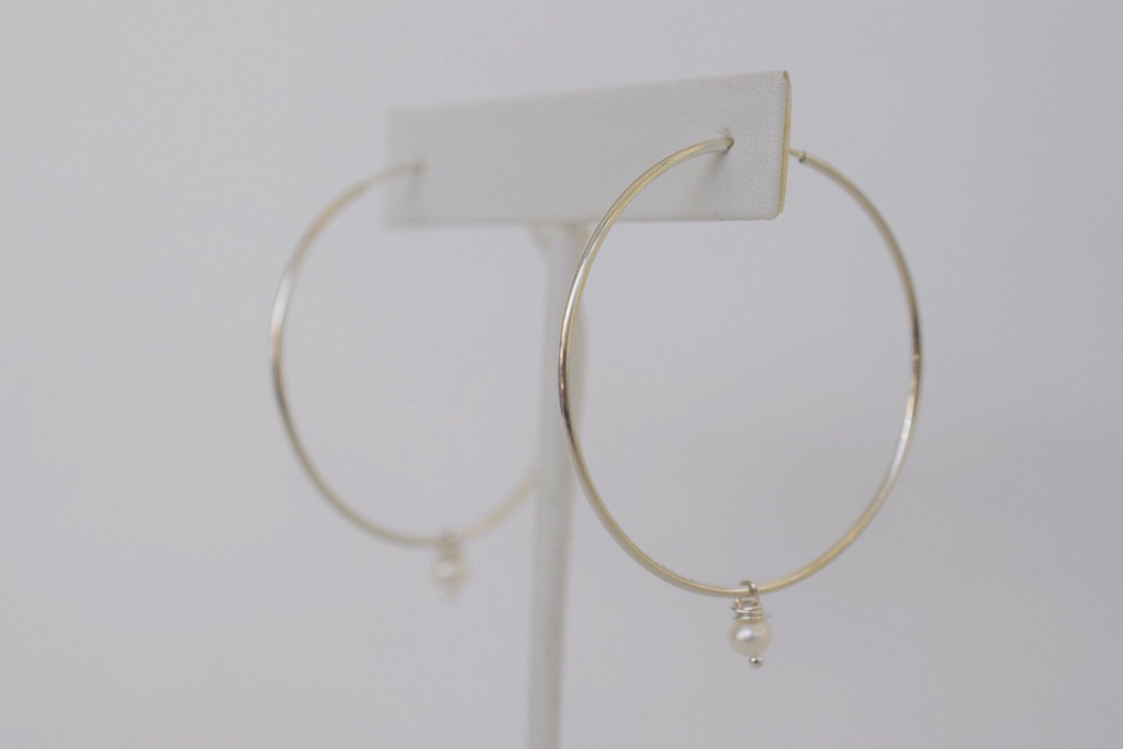 Dainty Sterling Silver Hoops - MILK VELVET PEARLS