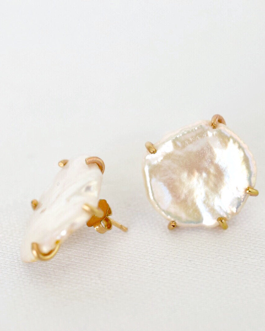 Lilies of the Field Earrings: 14k Gold Filled - MILK VELVET PEARLS