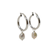 Baroque Pearl Silver Hoop Earrings (detachable pearls) - MILK VELVET PEARLS