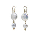 Double Portion: Coin Pearl Drop Earrings, 14k GF - MILK VELVET PEARLS