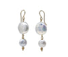 Double Portion: Coin Pearl Drop Earrings, 14k GF - MILK VELVET PEARLS