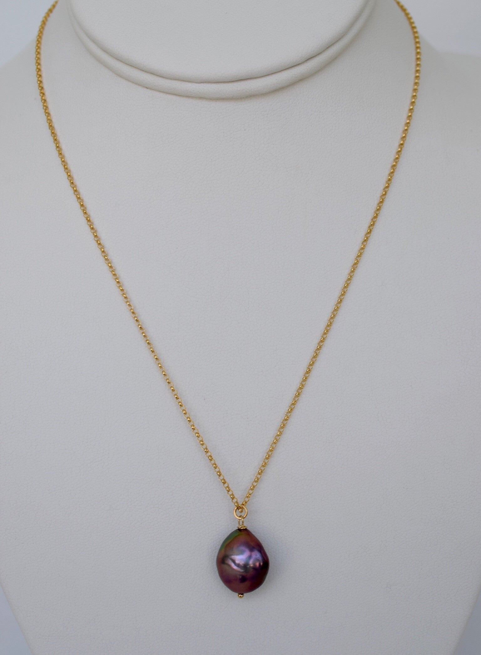 Gold Coin Pearl Necklace, Peacock Black Pearl - MILK VELVET PEARLS