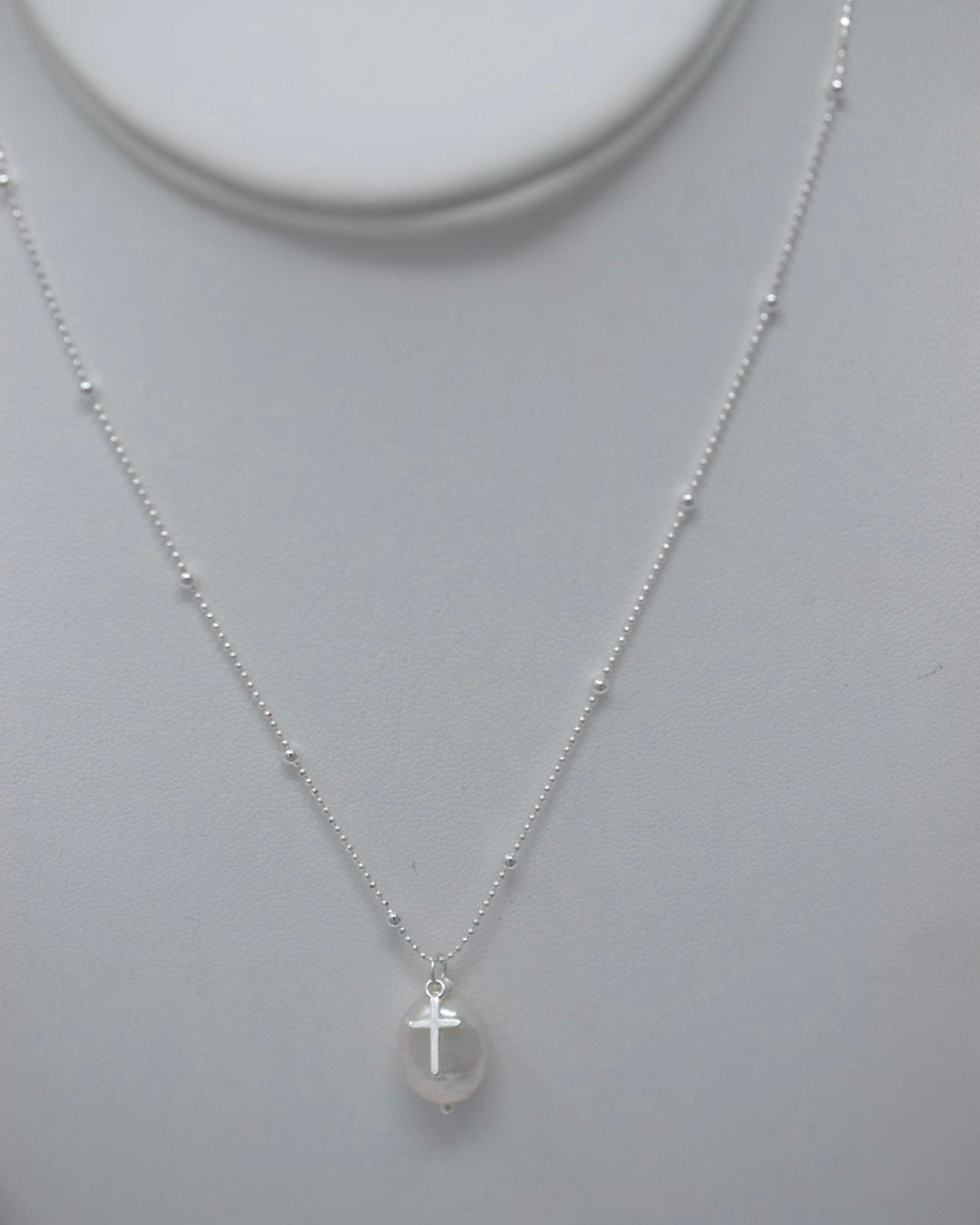 BE FAITHFUL:  oval coin pearl necklace in gold filled or sterling silver - MILK VELVET PEARLS