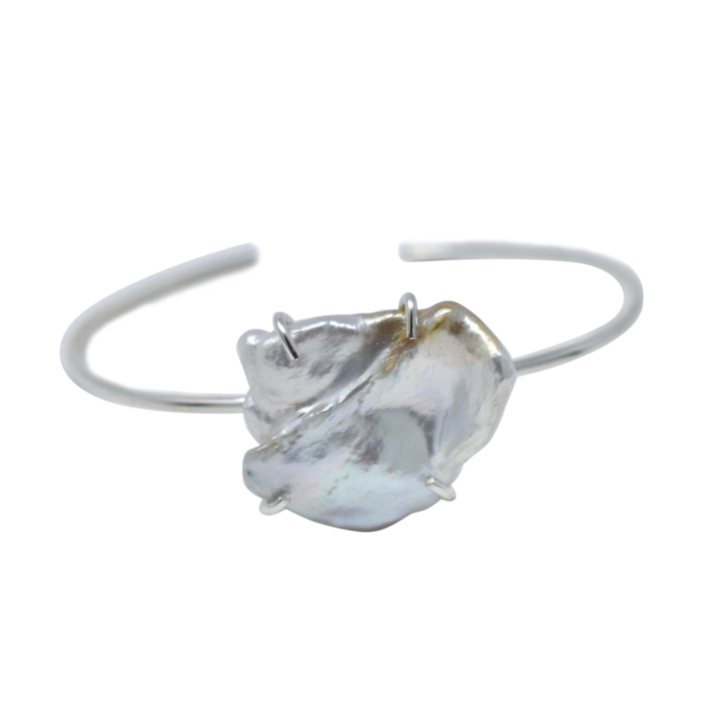 Lilies of the Field Bracelet: Sterling Silver - MILK VELVET PEARLS