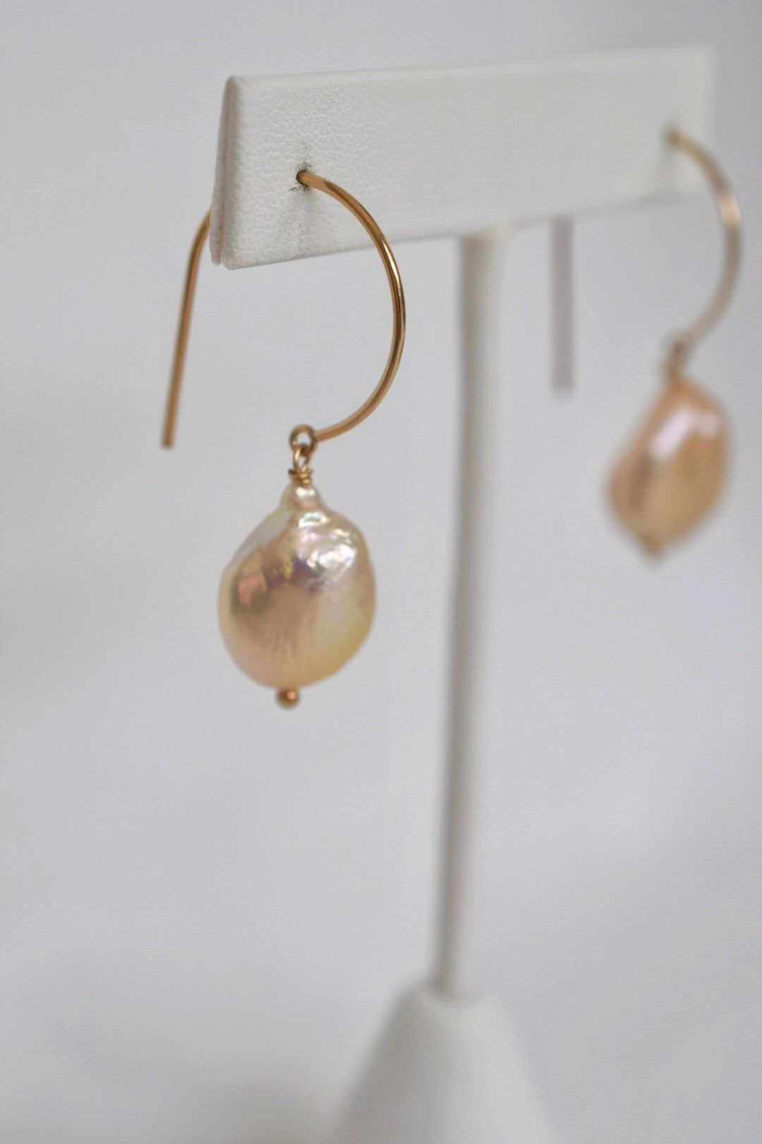 Peachy Pink Coin Pearl Earrings, 14GF - MILK VELVET PEARLS