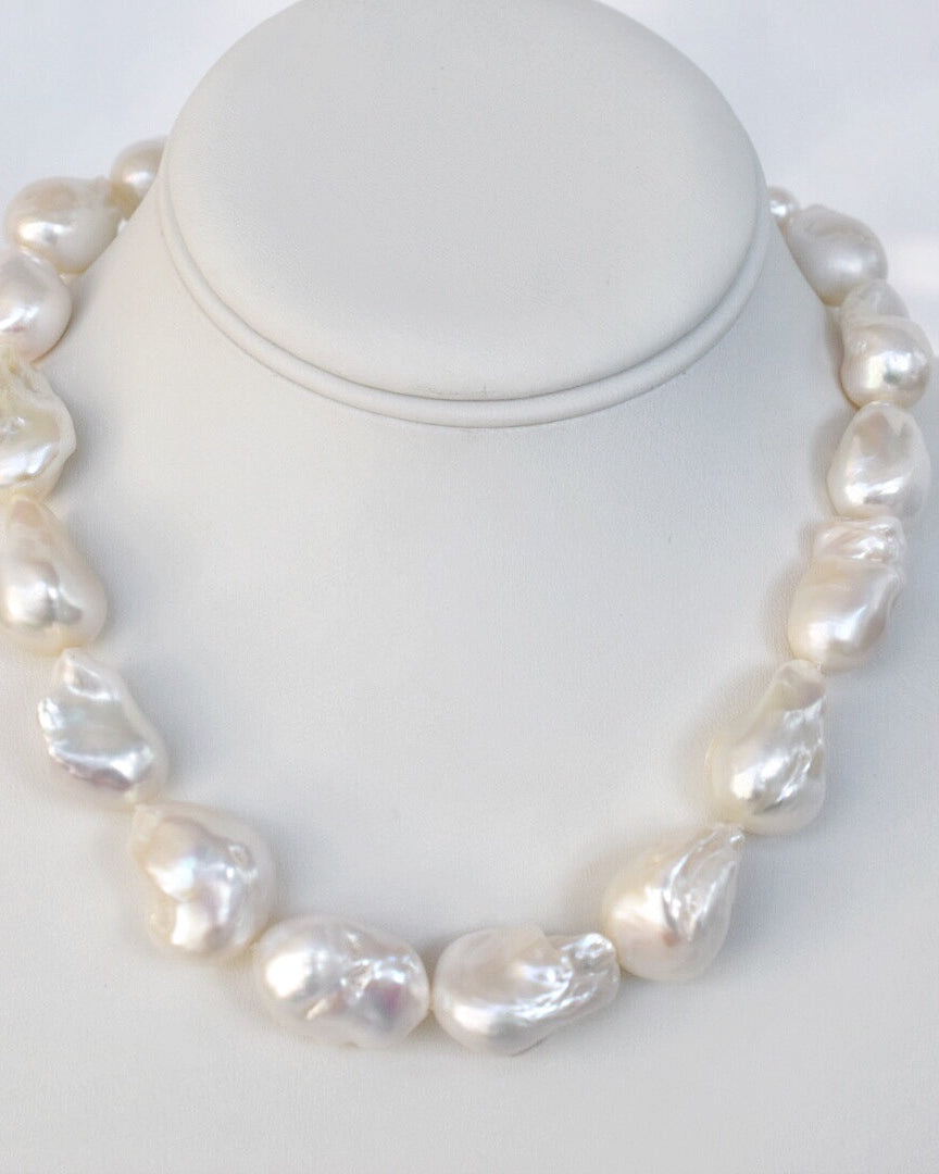 Massive Nucleated Baroque Pearl Necklace - MILK VELVET PEARLS