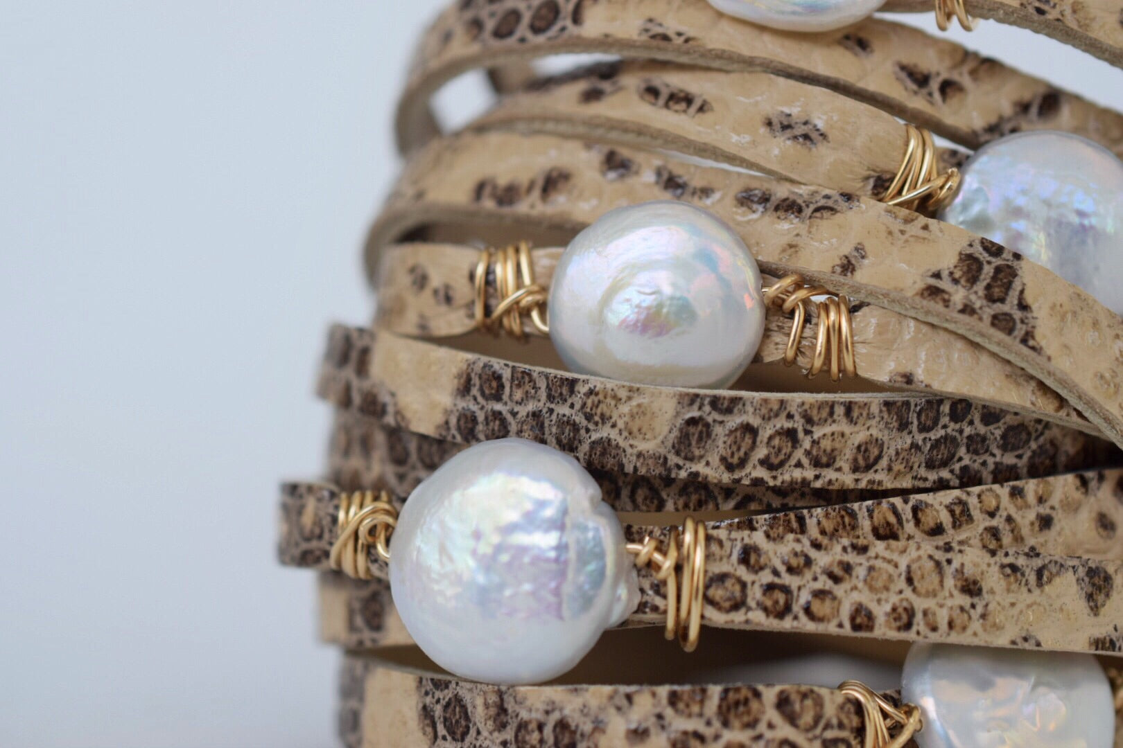 luxury wrap bracelet, exotic leather bracelet