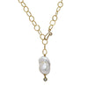 ONE - gold filled lariat necklace with Massive Baroque Pearl - MILK VELVET PEARLS