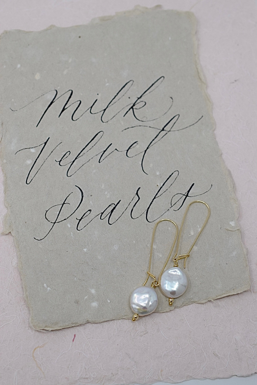 Coin Pearl Dangles, Gold Filled - MILK VELVET PEARLS