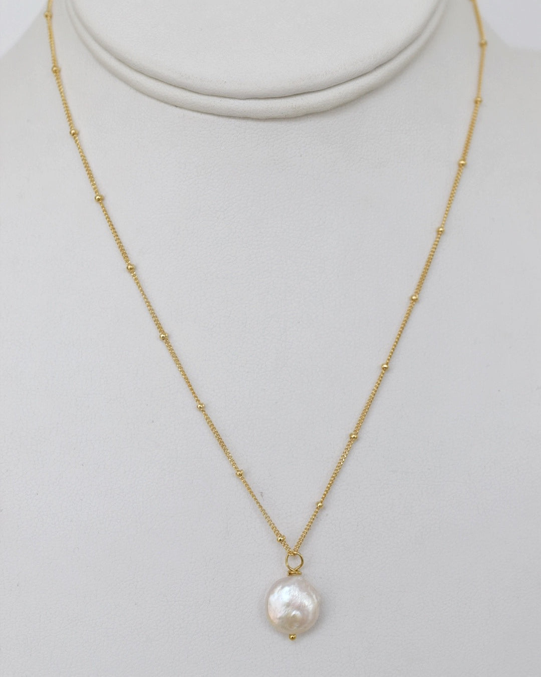 Dainty Coin Pearl Necklace, 14k Gold Filled - MILK VELVET PEARLS