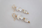 Double Portion: Coin Pearl Drop Earrings, 14k GF - MILK VELVET PEARLS