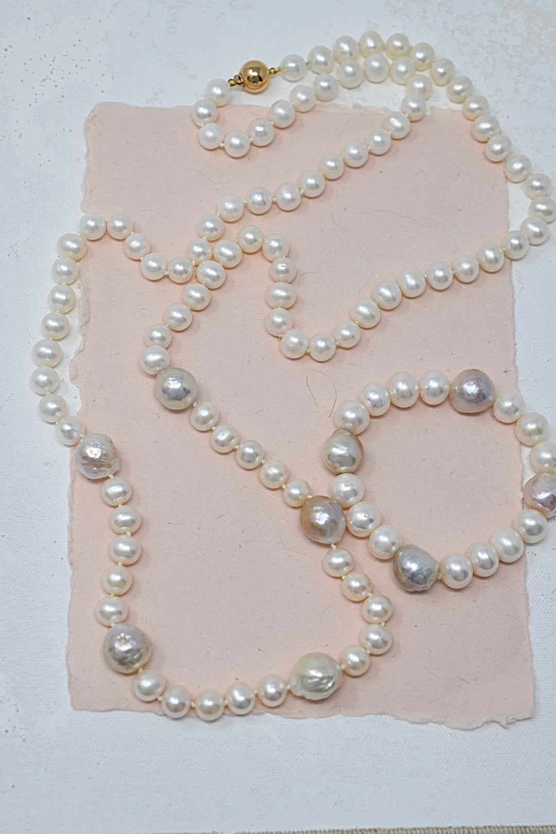 GOLDEN: Pink Edison Necklace - MILK VELVET PEARLS