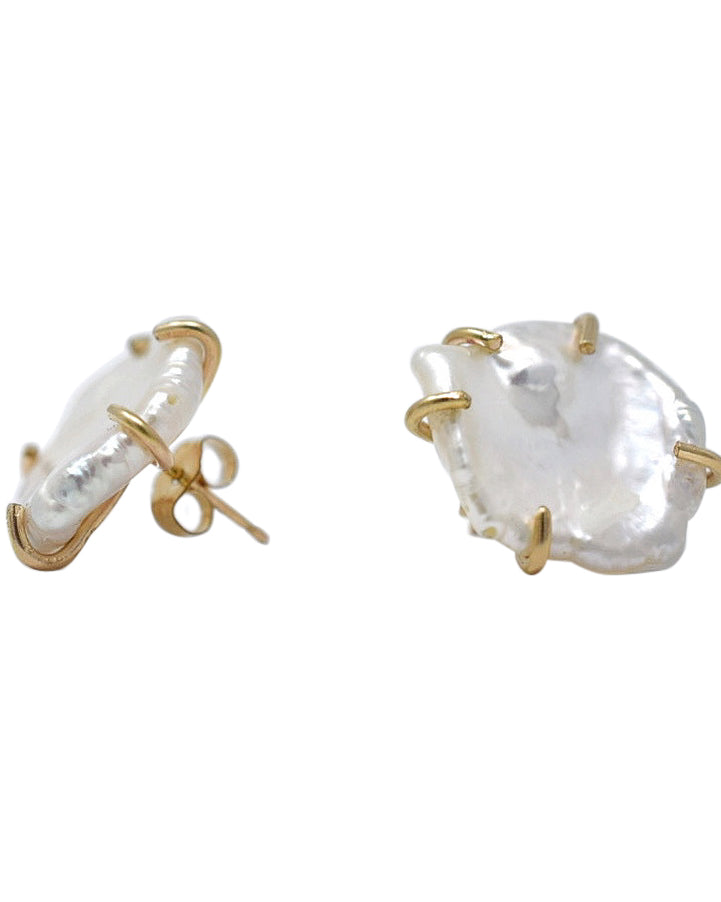 Lilies of the Field Earrings: 14k Gold Filled - MILK VELVET PEARLS