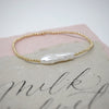 Dainty Gold Biwa Cuff - MILK VELVET PEARLS