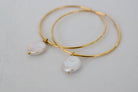 Dainty 14k GF Hoop Earrings with Coin Dangles - MILK VELVET PEARLS