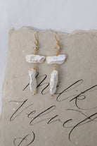 "All Is Well"  biwa stick pearl dangles, 14k gold filled - MILK VELVET PEARLS