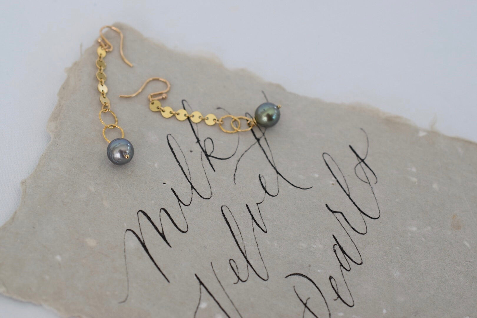 "Well Traveled" Tahitian Pearl Chain Dangles, Limited Edition - MILK VELVET PEARLS