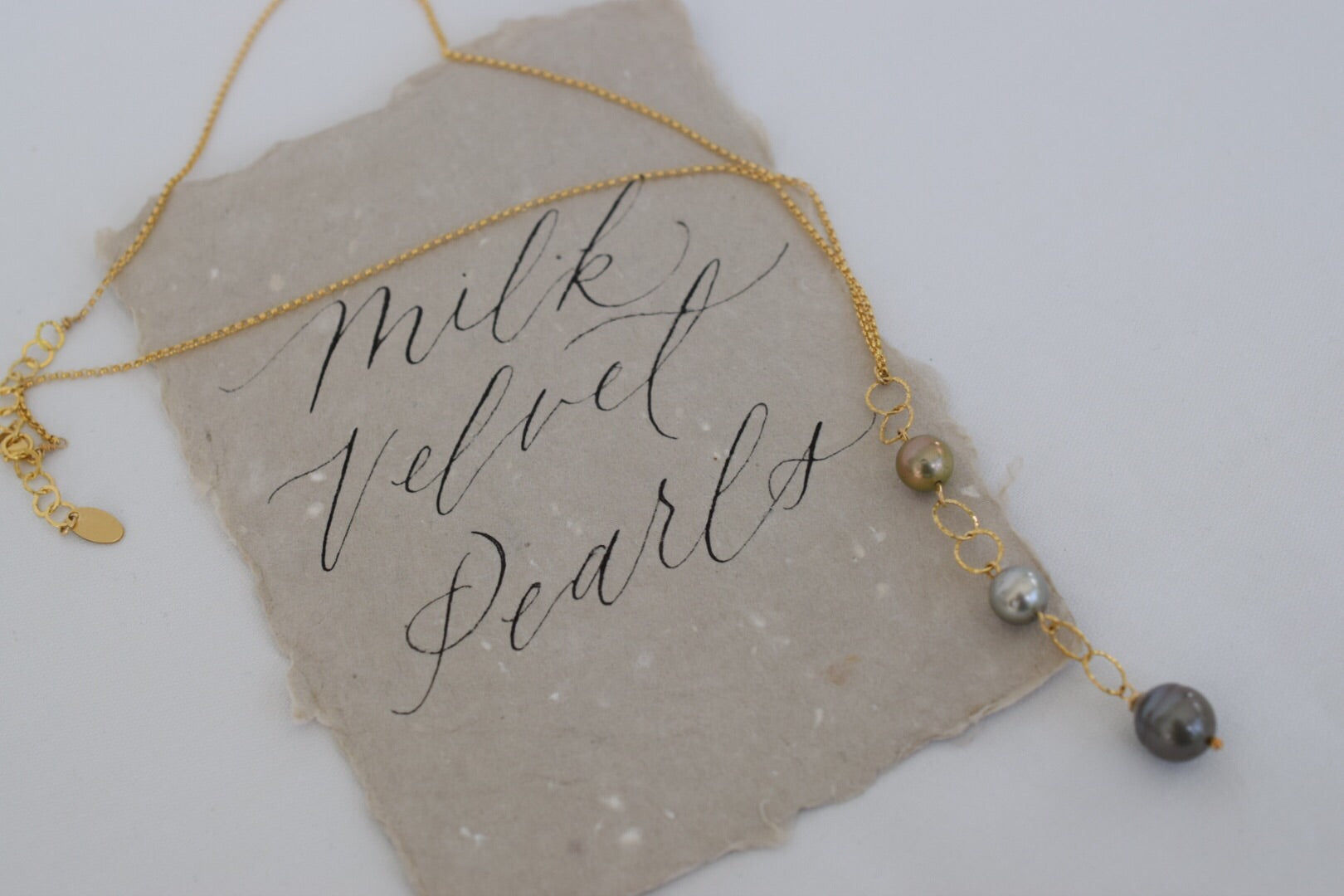 Triple Tahitian Ombré Y Necklace, 14 k Gold Filled - MILK VELVET PEARLS