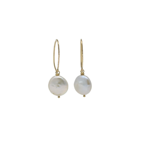 Coin Pearl Earrings - Gold Filled